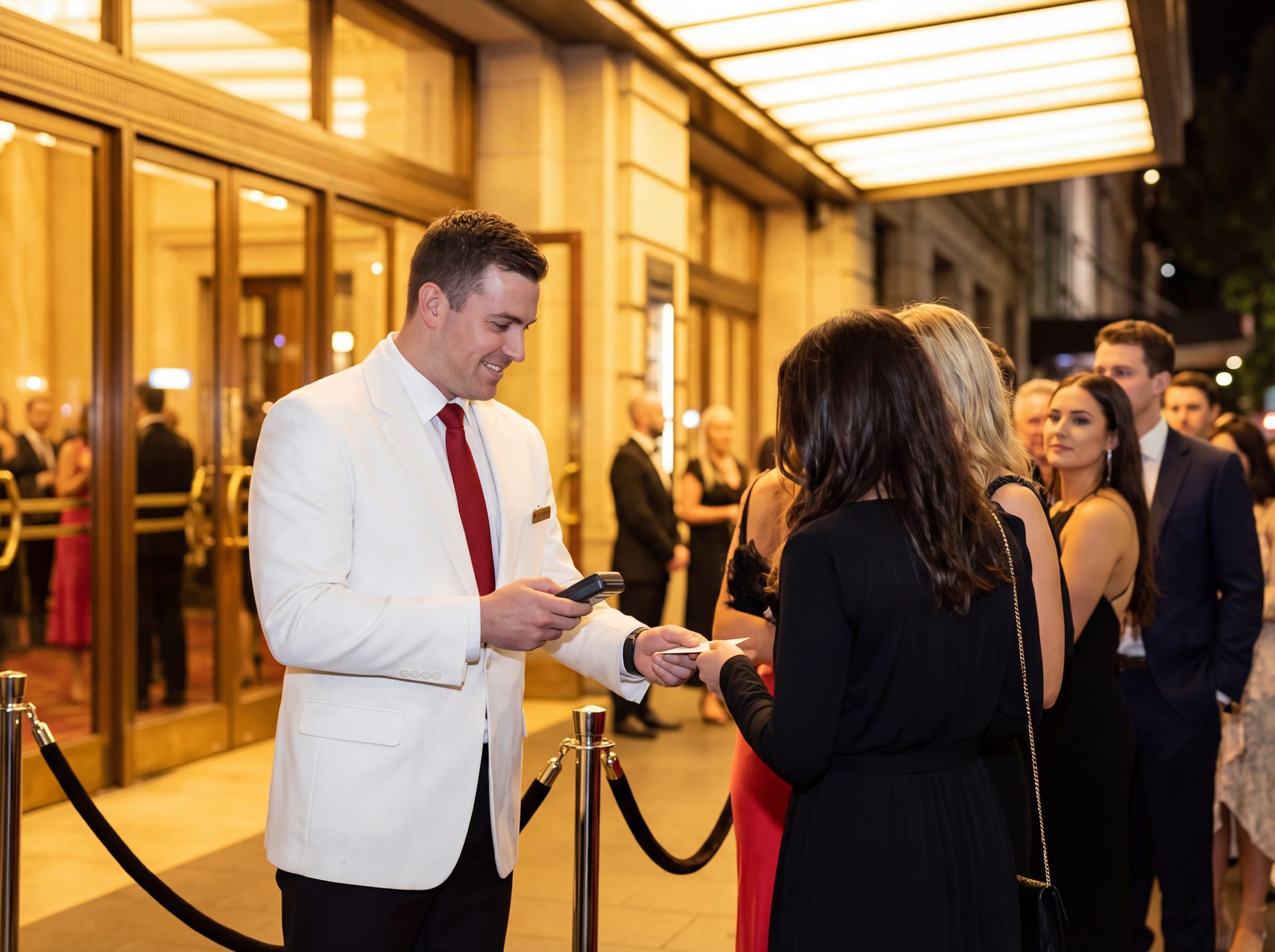 Event security guard managing crowd at Melbourne venue